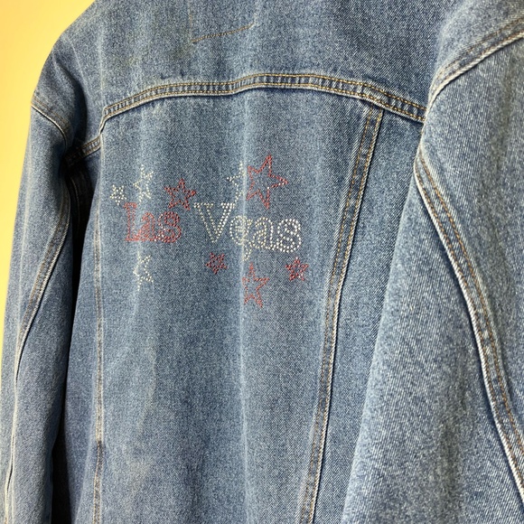 Rhinestone Las Vegas Stylo Trucker Style Jean Jacket - Picture 5 of 6